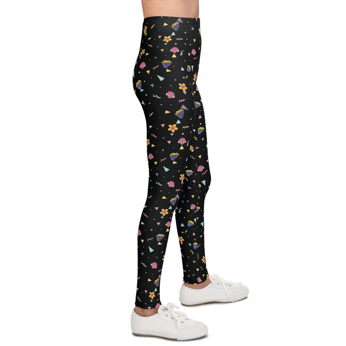 Playful Trendy Youth Leggings, Colorful Kids Activewear, Fun Pattern Leggings for Girls, Stylish Everyday Aesthetic, Holiday Gift Pants
