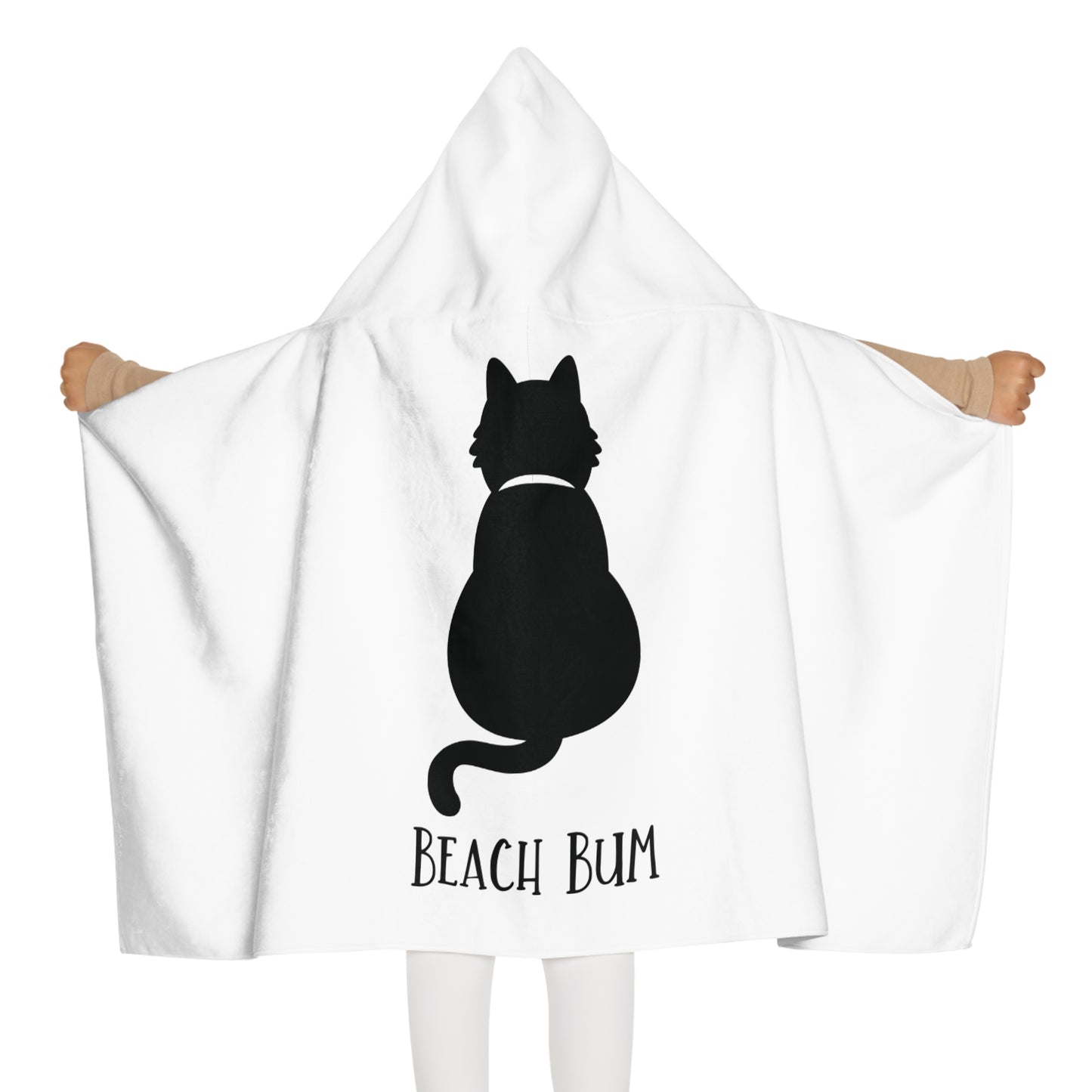 Beach Bum Cat Youth Hooded Towel - Fun and Cute Bath Towel, Kids Summer Gift, Pool Party Essential, Beach Day Essential