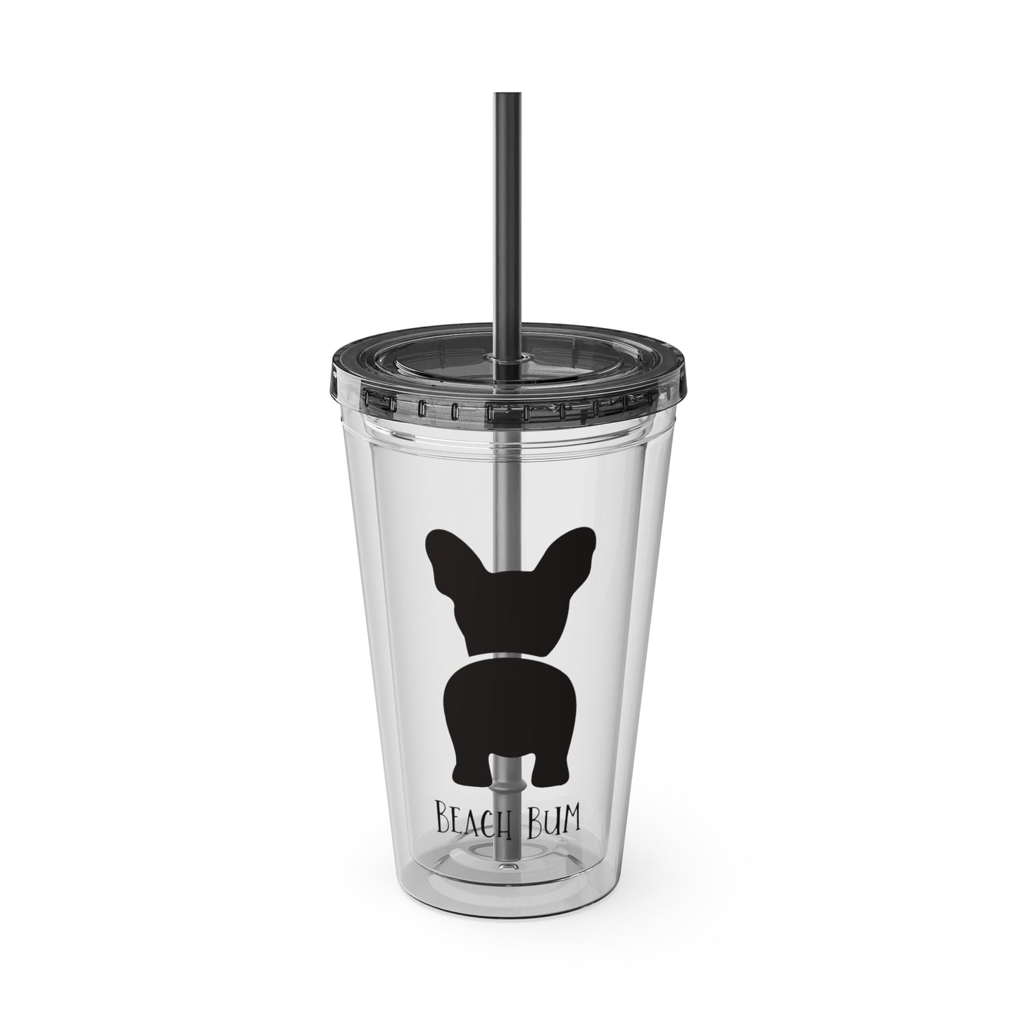 Beach Bum Frenchie Sunsplash Tumbler with Straw, 16oz