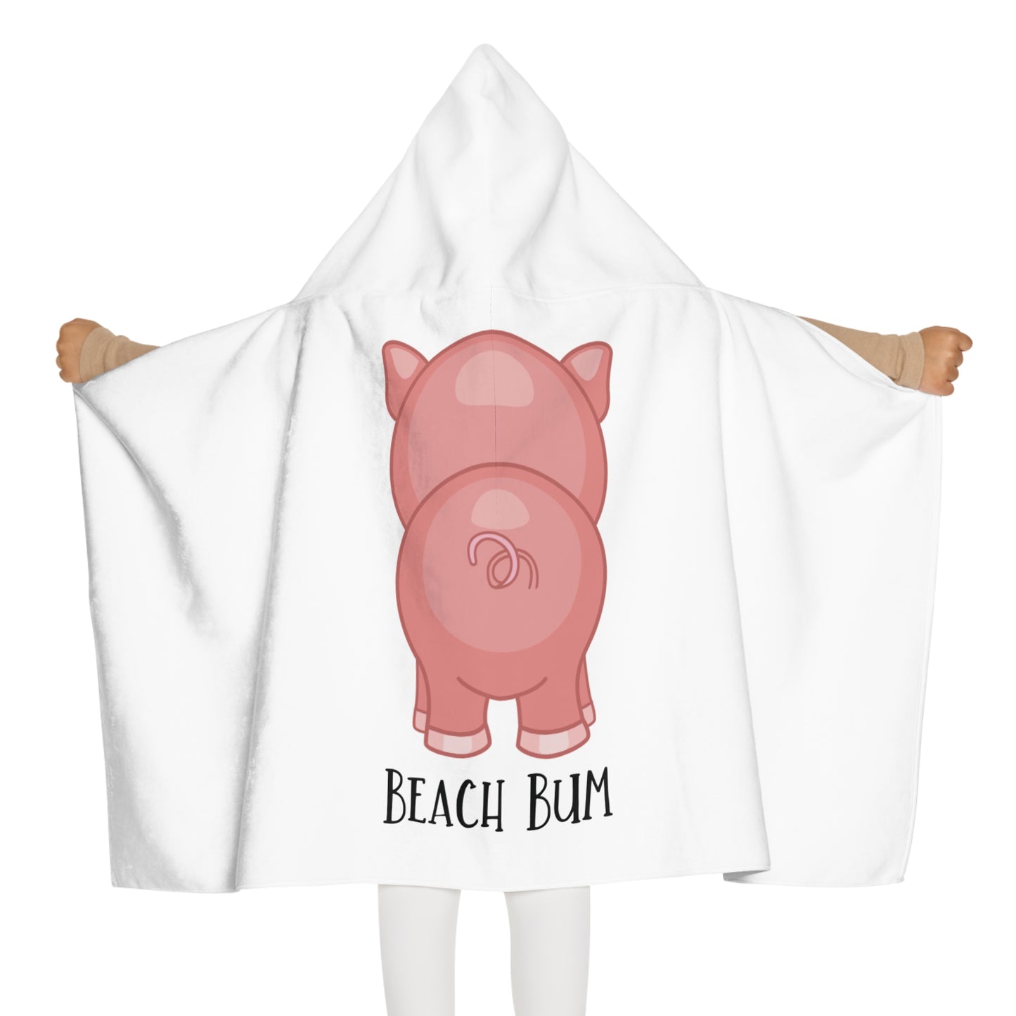 Beach Bum Pig Youth Hooded Towel - Fun and Cute Bath Towel, Kids Summer Gift, Pool Party Essential, Beach Day Essential