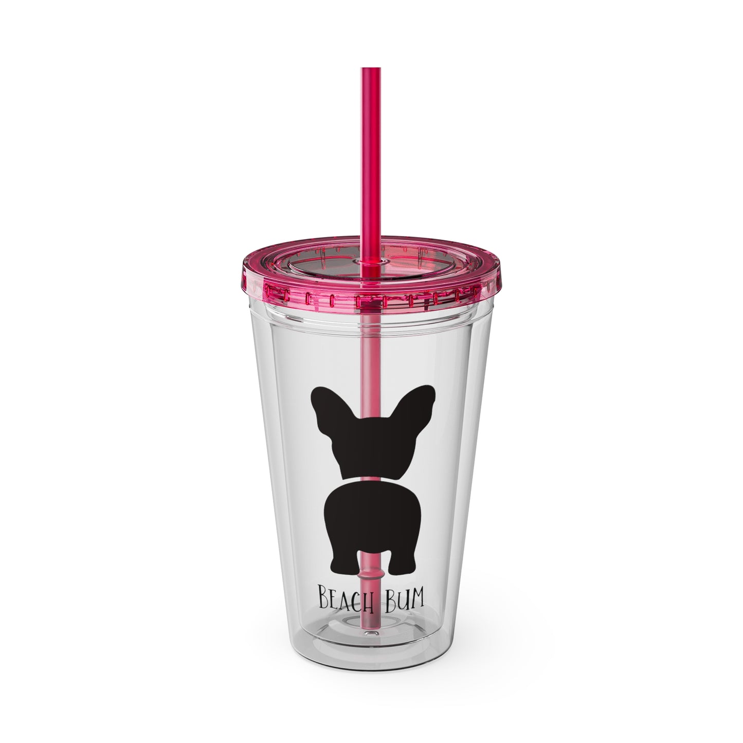 Beach Bum Frenchie Sunsplash Tumbler with Straw, 16oz
