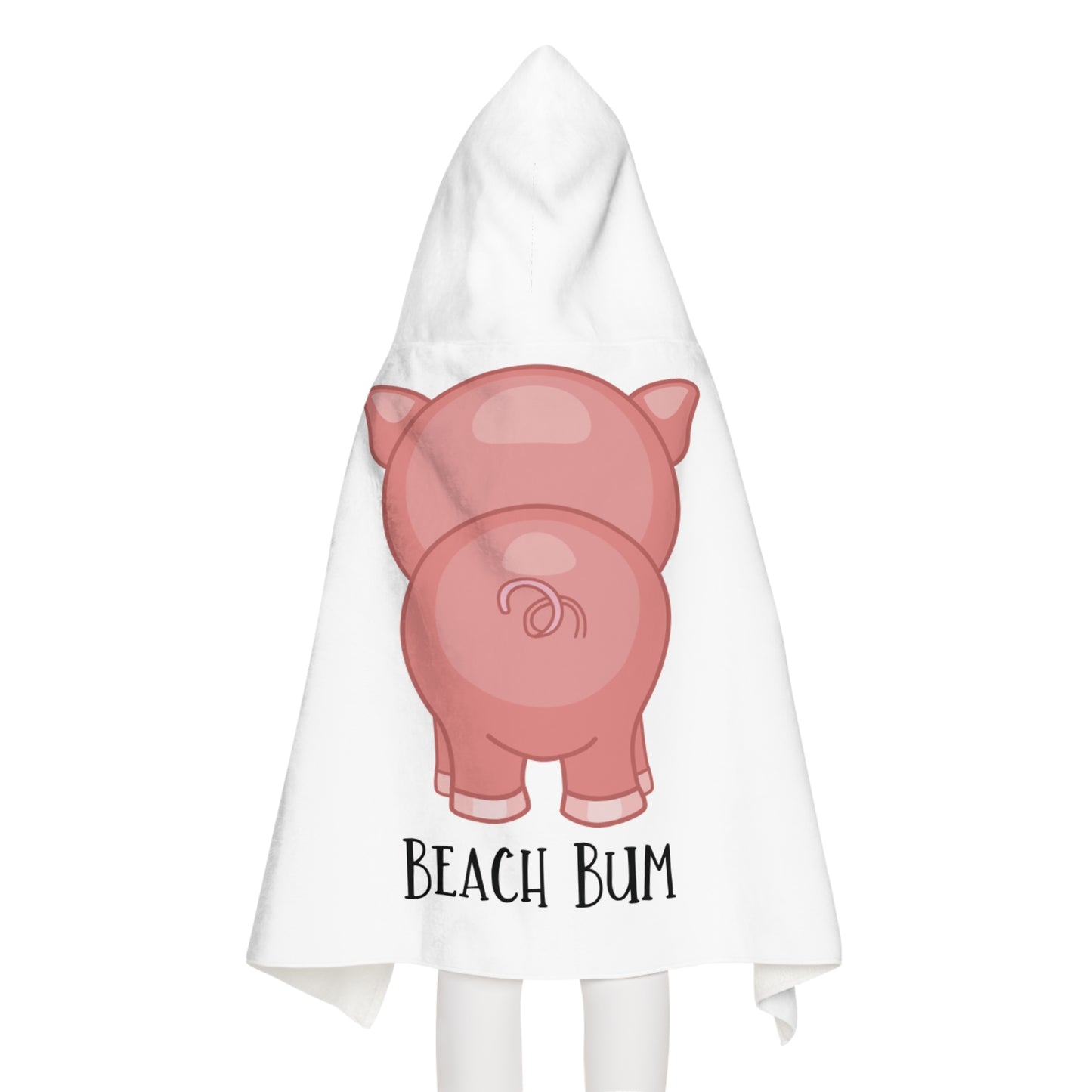 Beach Bum Pig Youth Hooded Towel - Fun and Cute Bath Towel, Kids Summer Gift, Pool Party Essential, Beach Day Essential