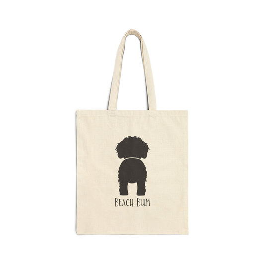 Beach Bum Doodle Cotton Canvas Tote, Eco-Friendly Shopper, Dog Lover Gift, Summer Beach Accessory, Reusable Grocery Bag, Stylish Storage