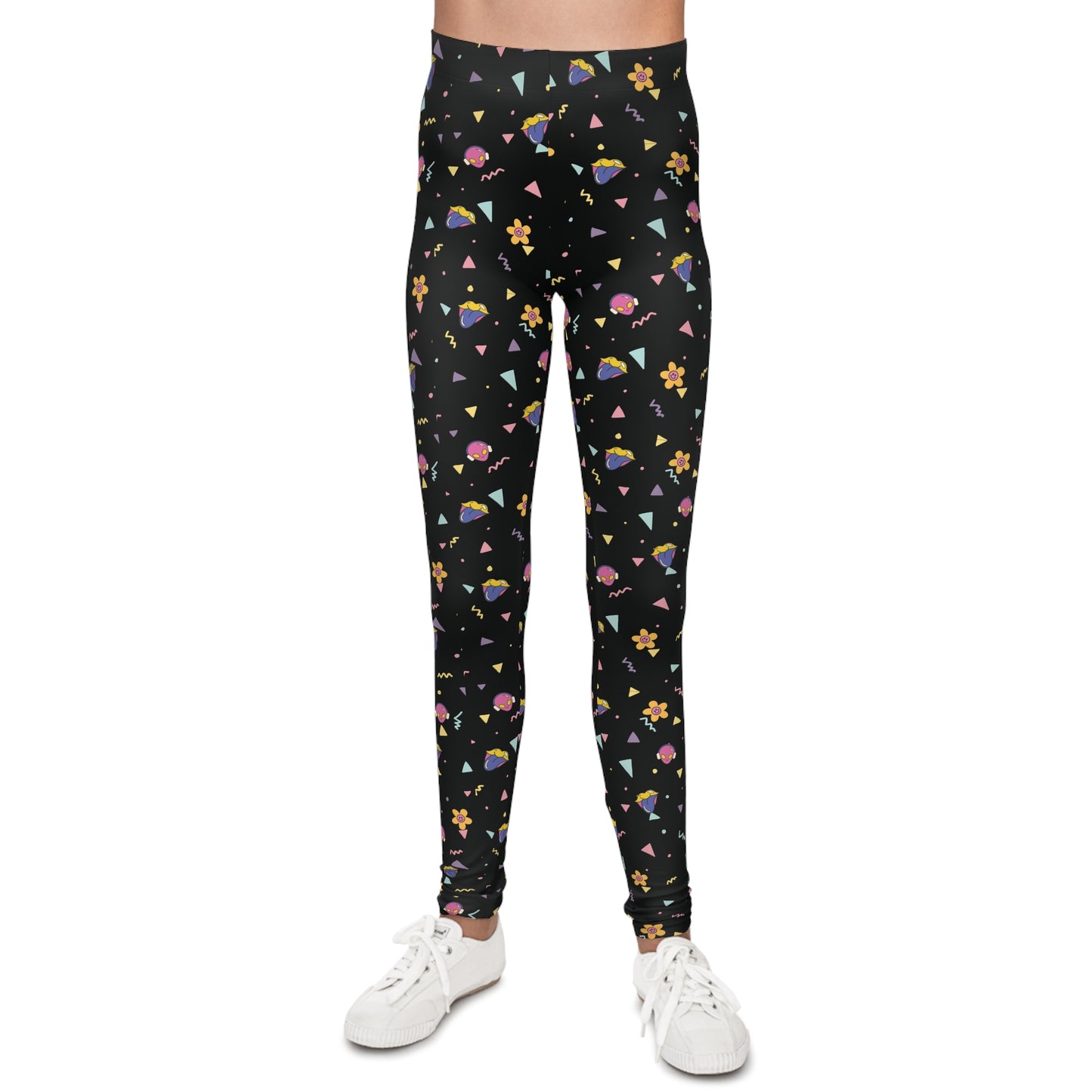 Playful Trendy Youth Leggings, Colorful Kids Activewear, Fun Pattern Leggings for Girls, Stylish Everyday Aesthetic, Holiday Gift Pants