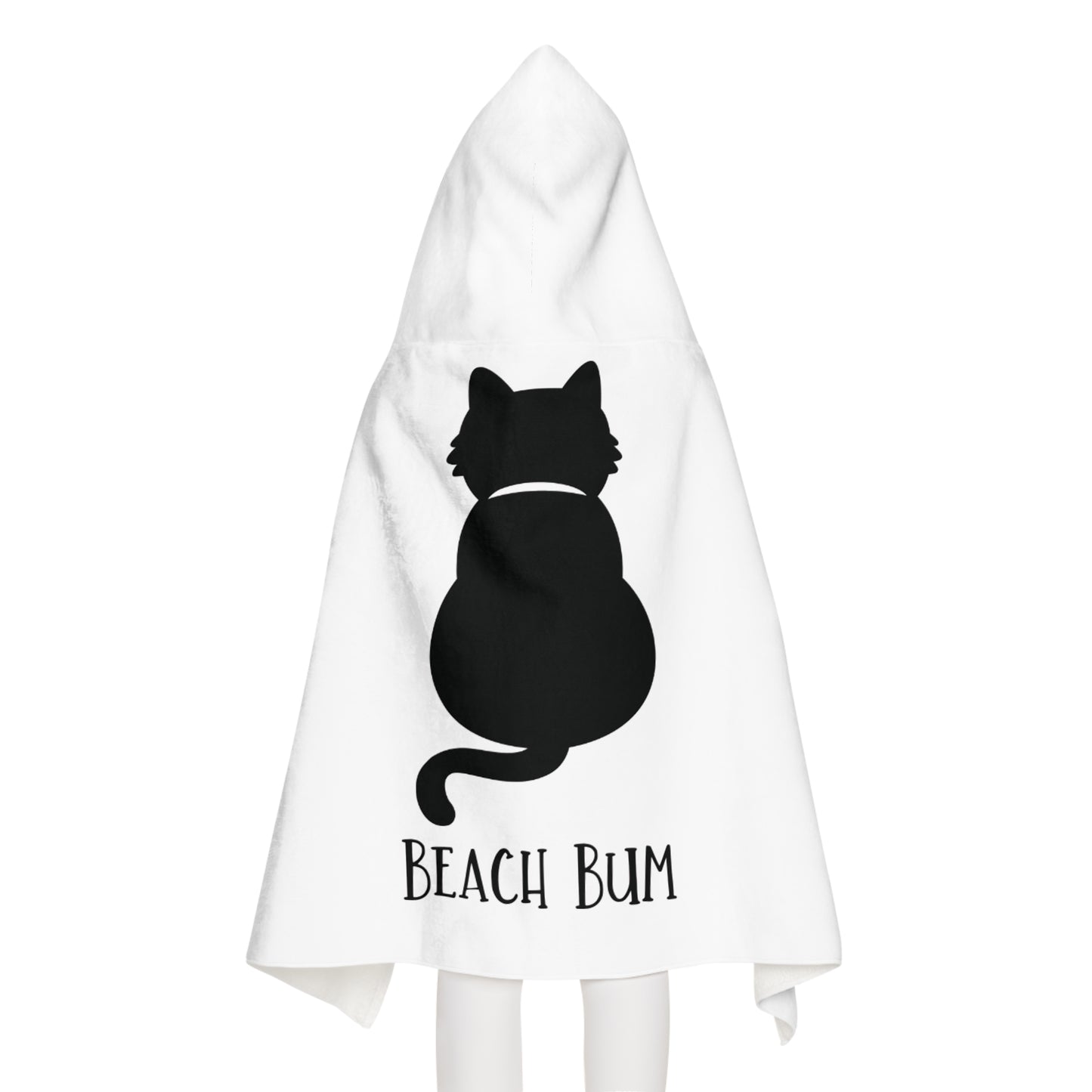Beach Bum Cat Youth Hooded Towel - Fun and Cute Bath Towel, Kids Summer Gift, Pool Party Essential, Beach Day Essential