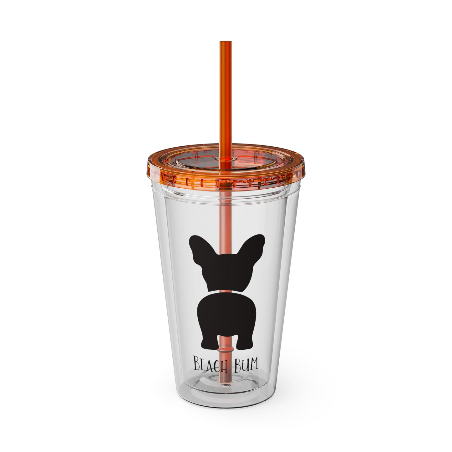 Beach Bum Frenchie Sunsplash Tumbler with Straw, 16oz