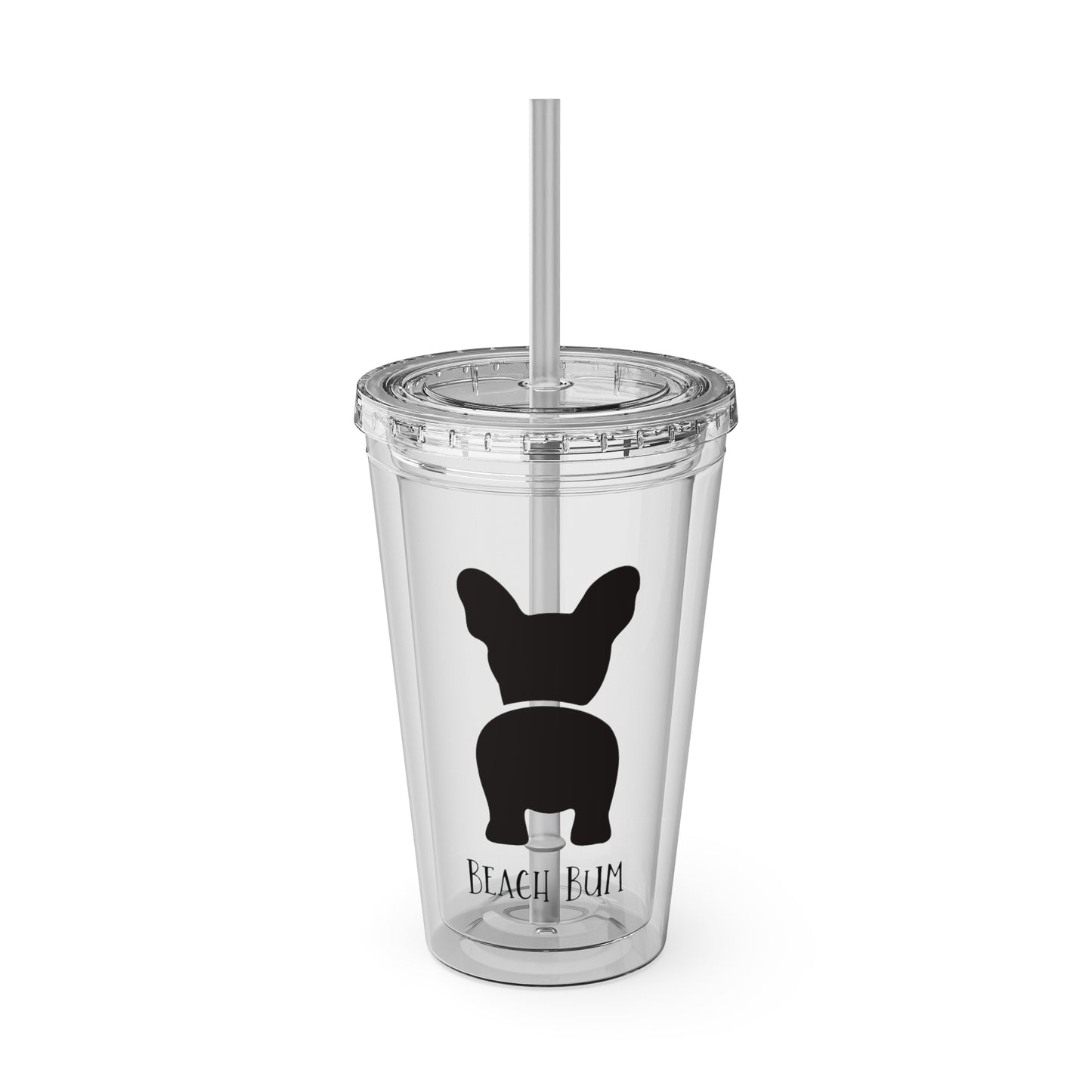 Beach Bum Frenchie Sunsplash Tumbler with Straw, 16oz