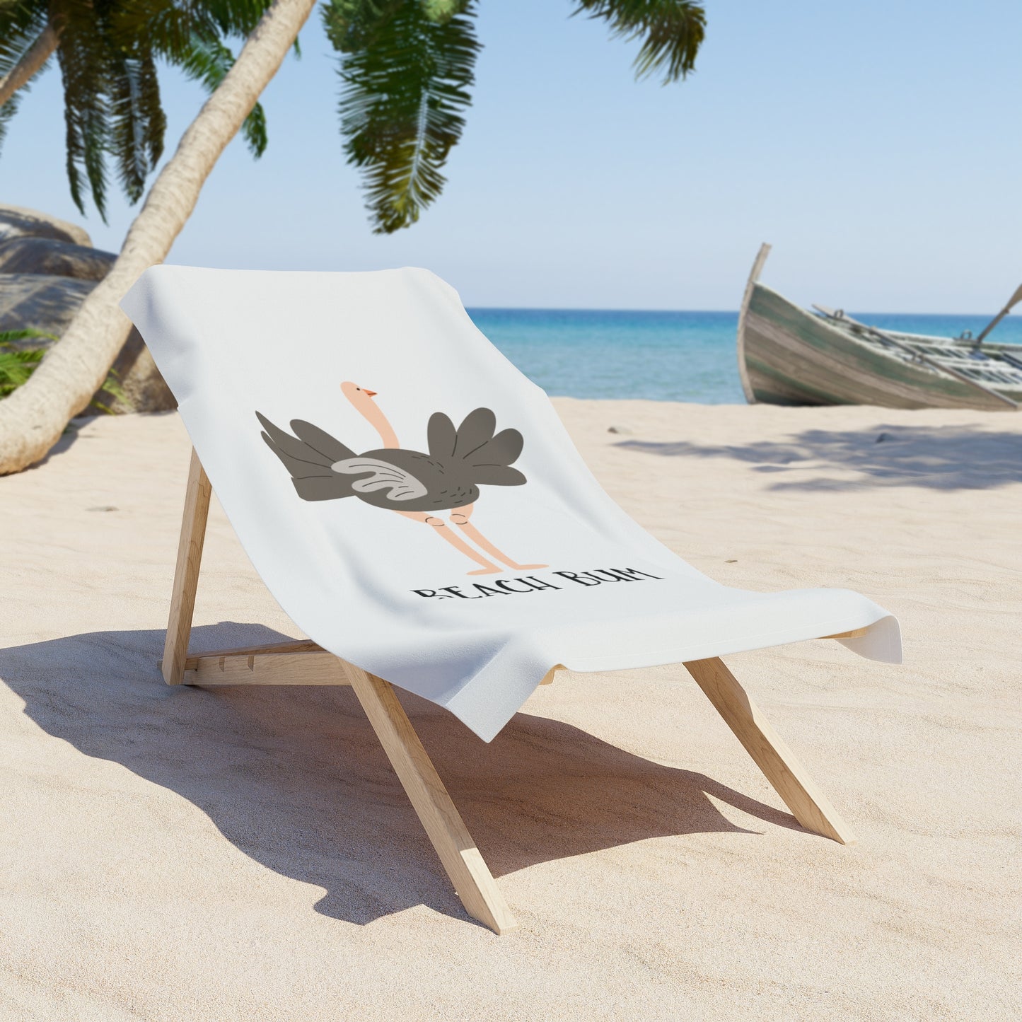 Funny Ostrich Beach Bum Towel - Perfect for Summer Fun, Pool Days, Gifts for Beach Lovers, Vacation Essentials, Poolside Relaxation