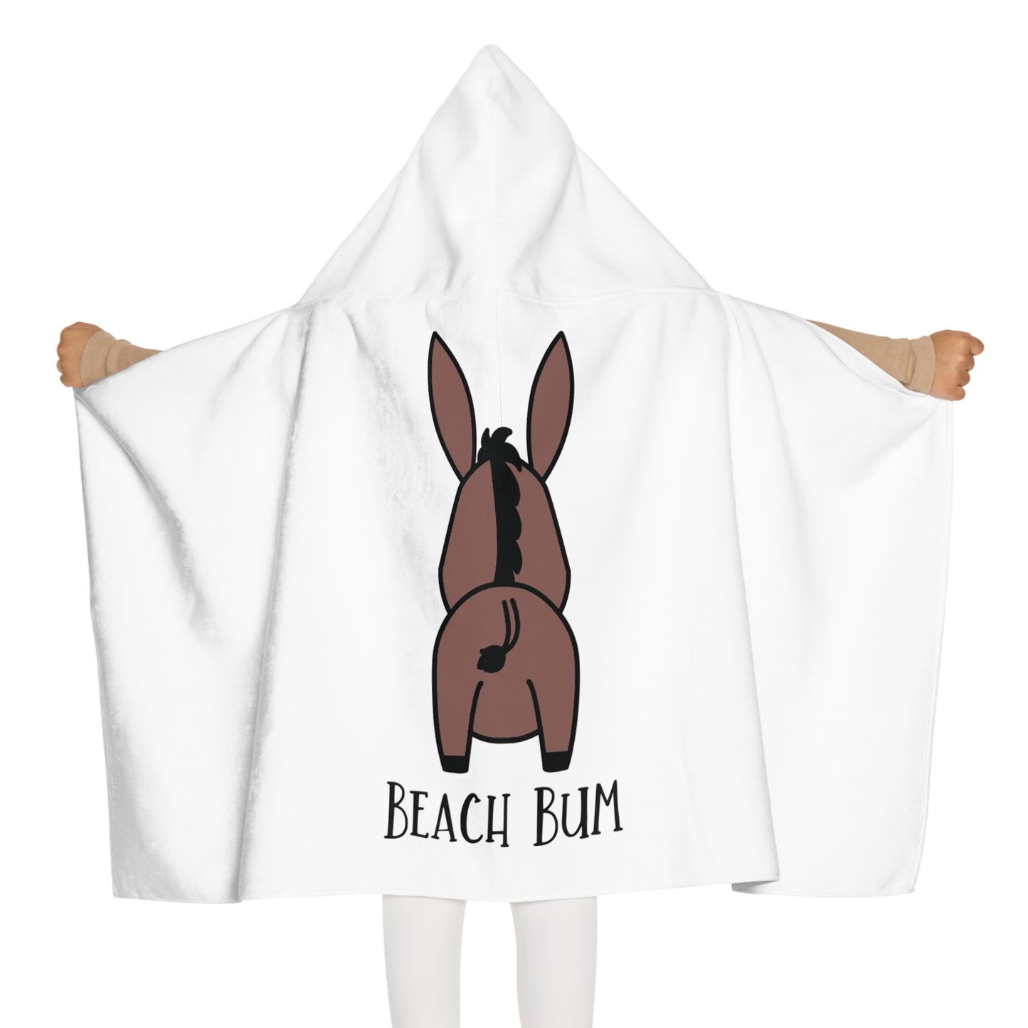 Beach Bum Donkey Youth Hooded Towel - Fun and Cute Bath Towel, Kids Summer Gift, Pool Party Essential, Beach Day Essential