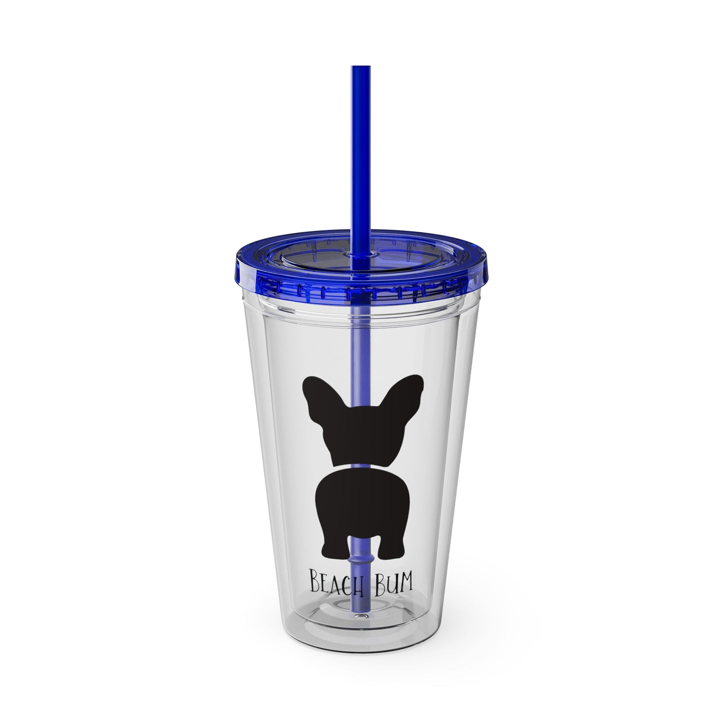 Beach Bum Frenchie Sunsplash Tumbler with Straw, 16oz