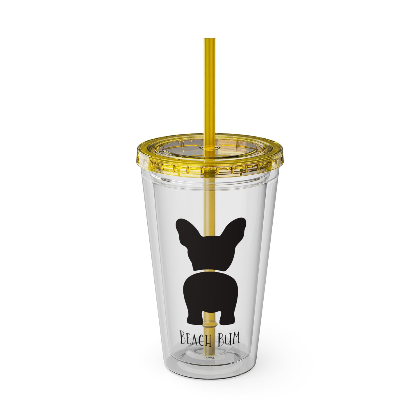 Beach Bum Frenchie Sunsplash Tumbler with Straw, 16oz