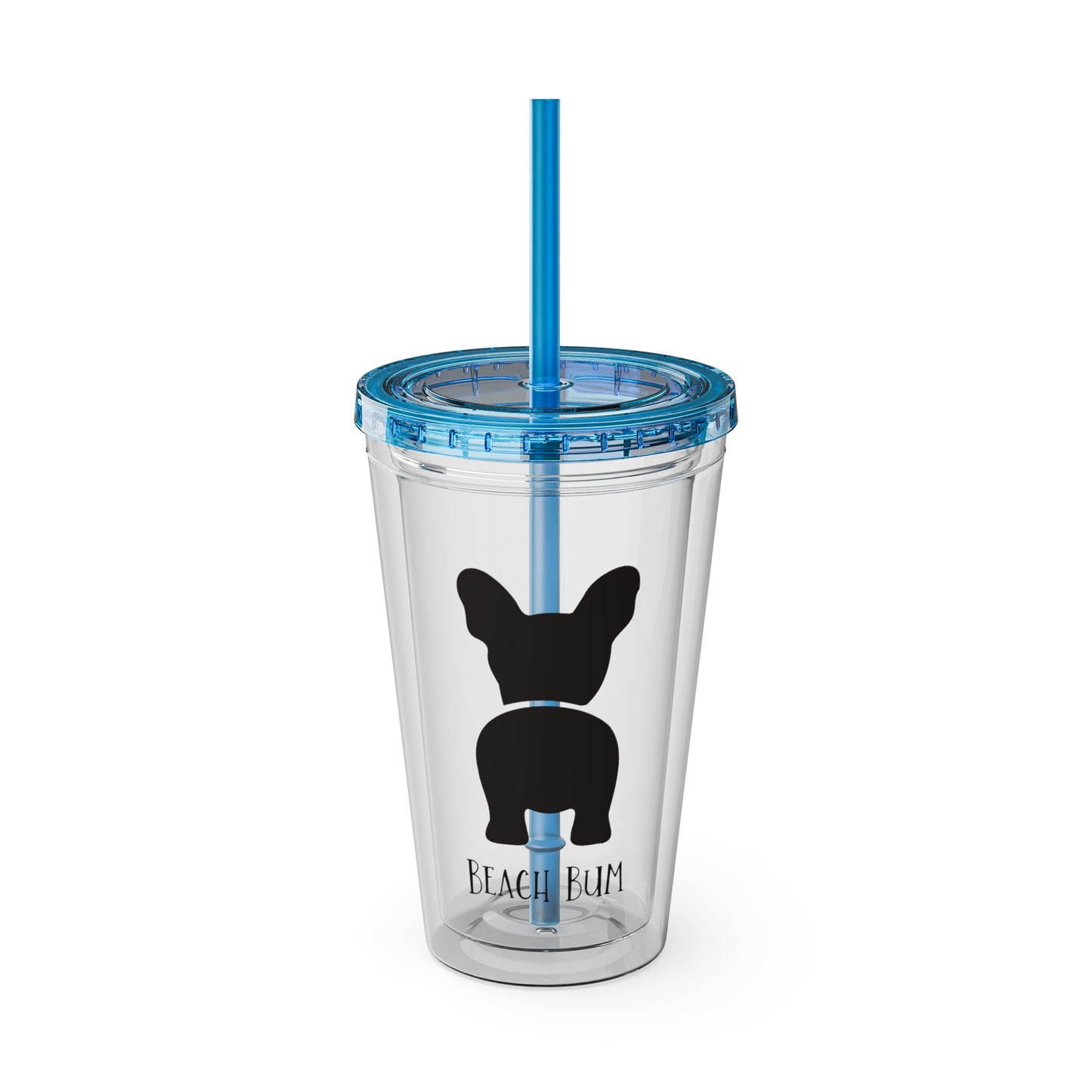 Beach Bum Frenchie Sunsplash Tumbler with Straw, 16oz