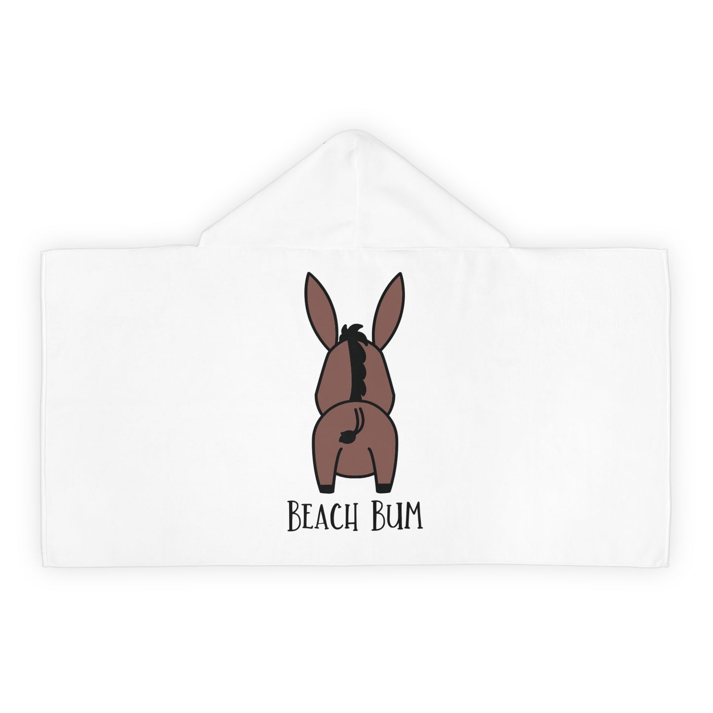 Beach Bum Donkey Youth Hooded Towel - Fun and Cute Bath Towel, Kids Summer Gift, Pool Party Essential, Beach Day Essential