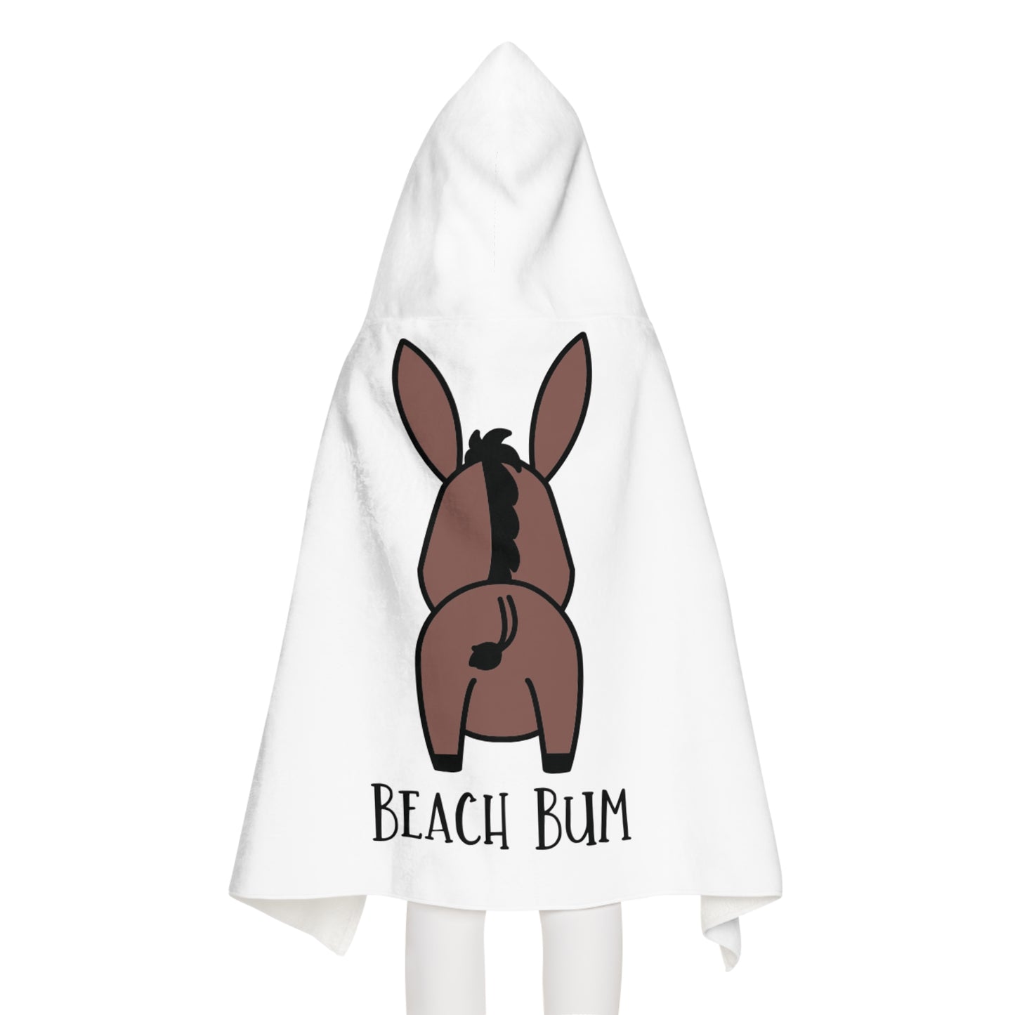 Beach Bum Donkey Youth Hooded Towel - Fun and Cute Bath Towel, Kids Summer Gift, Pool Party Essential, Beach Day Essential