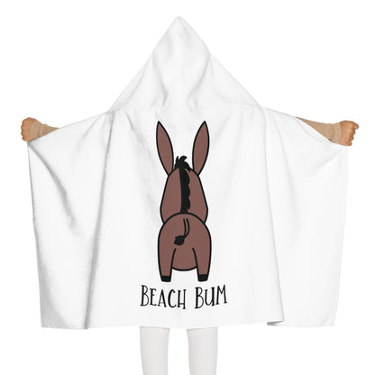 Beach Bum Donkey Youth Hooded Towel - Fun and Cute Bath Towel, Kids Summer Gift, Pool Party Essential, Beach Day Essential