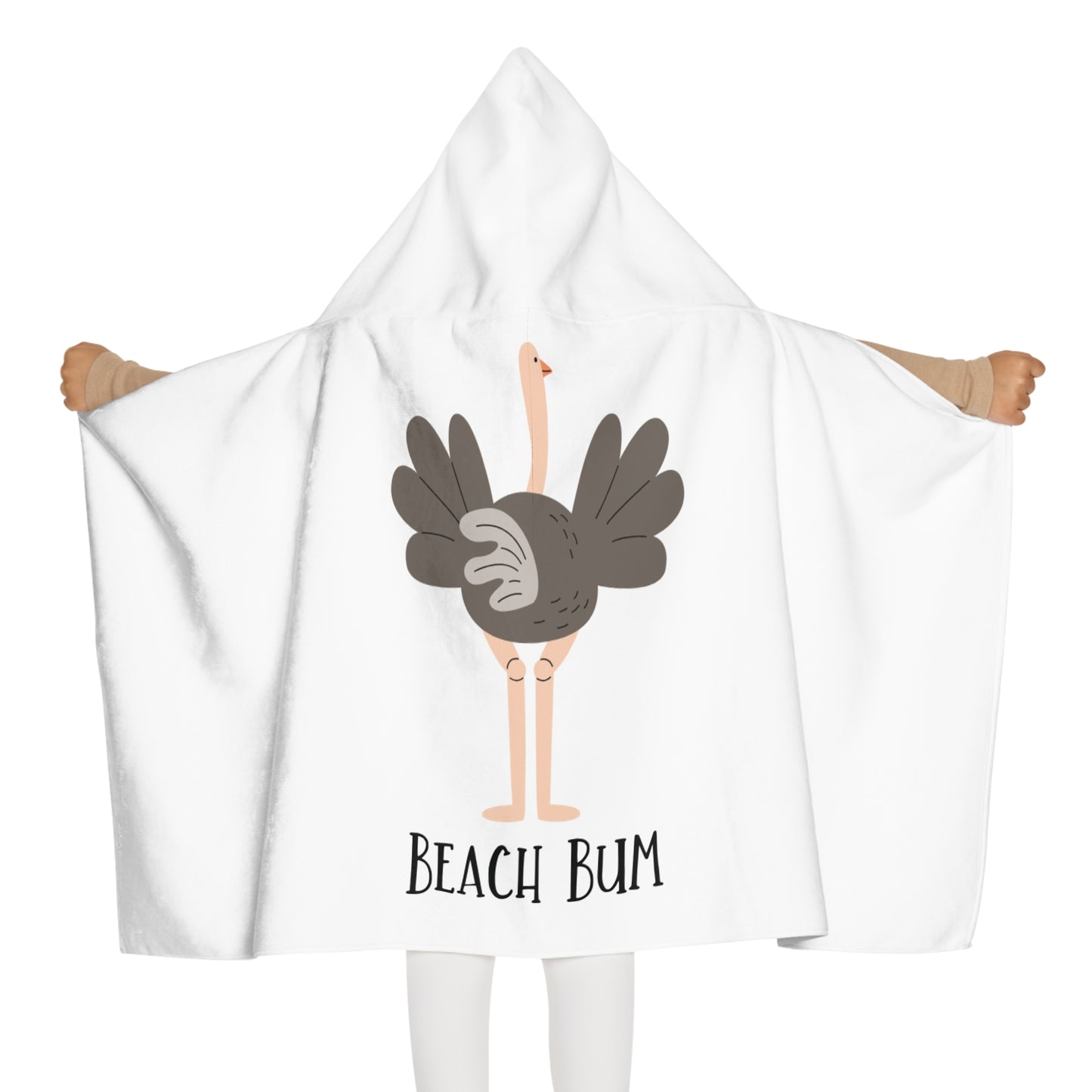 Beach Bum Ostrich Youth Hooded Towel - Fun and Cute Bath Towel, Kids Summer Gift, Pool Party Essential, Beach Day Essential